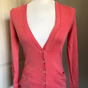 Banana Republic Coral Silk/Poly/Cotton Cardigan XS